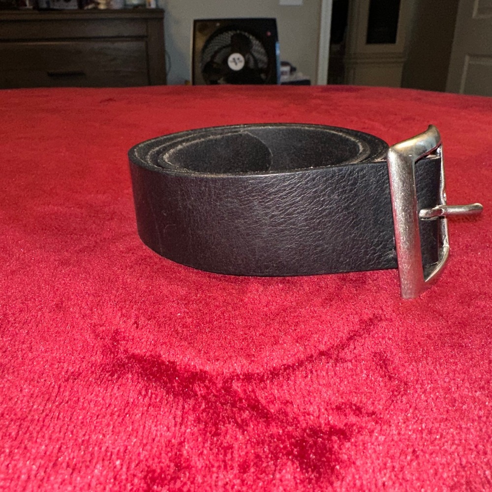 Armani Exchange Mens Black Leather Belt A|X Logo Solid Brass Buckle 30 - Picture 2 of 10
